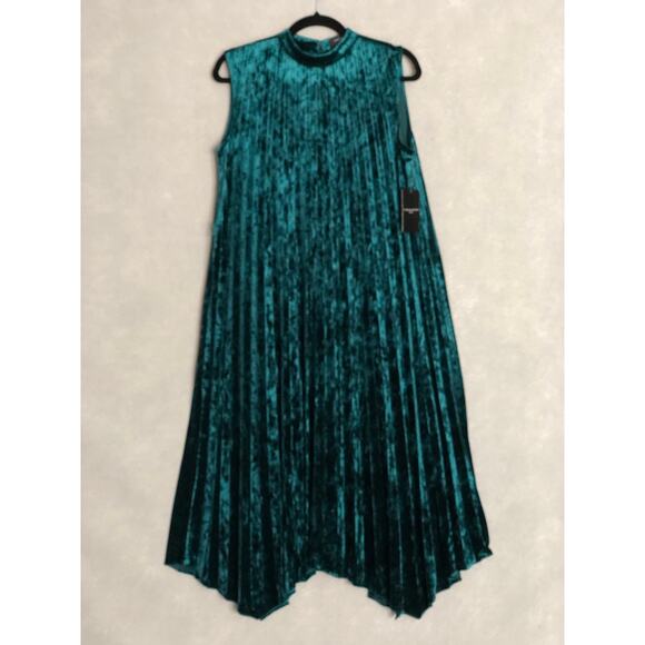 Tahari Women's Size 6 Velvet Pleated Maxi Teal NEW - Picture 1 of 7